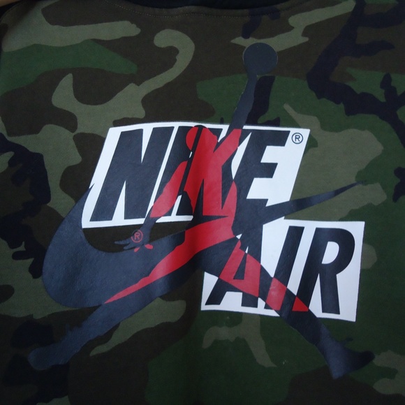 Nike Air Jordan Camo Print (Olive Green) Hoodie/Sweatshirt/Pullover - Size L - Picture 3 of 8